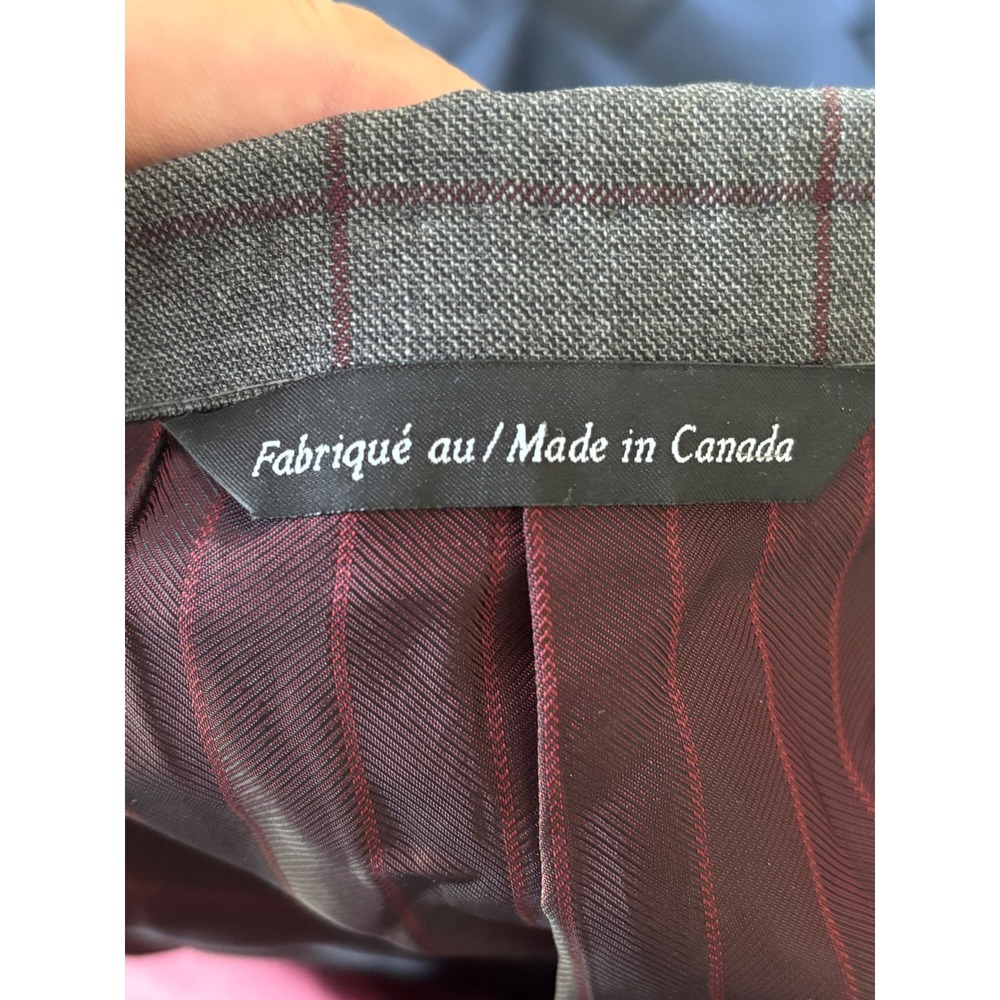 Coppley Suit 42R‎ Tollegno Super 120s Wool Grey Windowpane Made Canada 33x35 - Picture 4 of 16